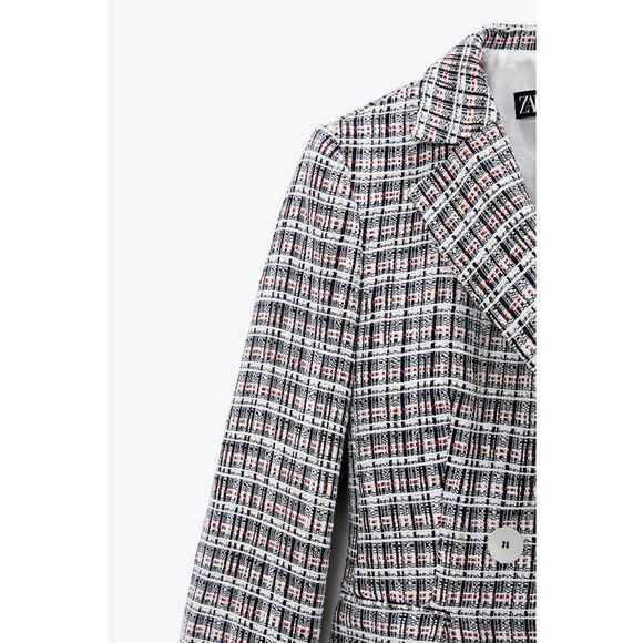 Zara Blazer Double Breasted Weaved Textured - Picture 3 of 9